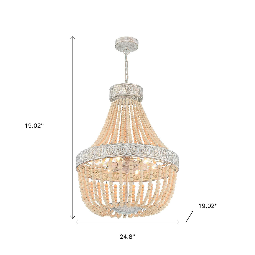 Elise 6-Light Beaded Chandelier, Gold & White