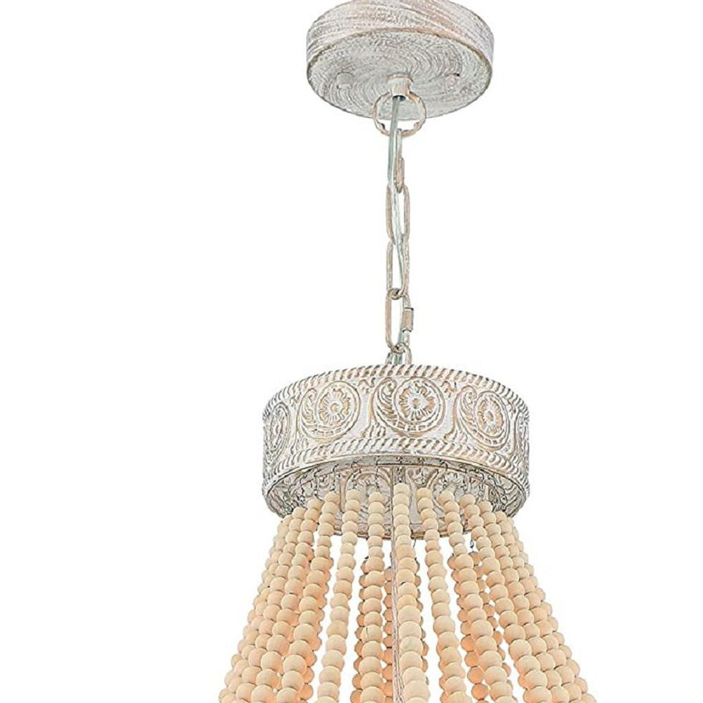 Elise 6-Light Beaded Chandelier, Gold & White