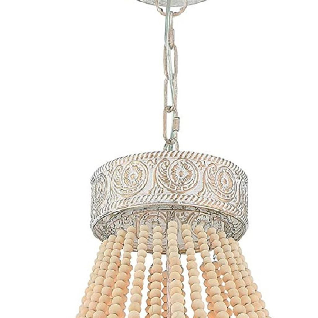 Elise 6-Light Beaded Chandelier, Gold & White