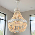 Elise 6-Light Beaded Chandelier, Gold & White