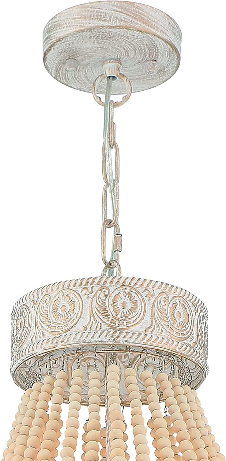 Elise 6-Light Beaded Chandelier, Gold & White