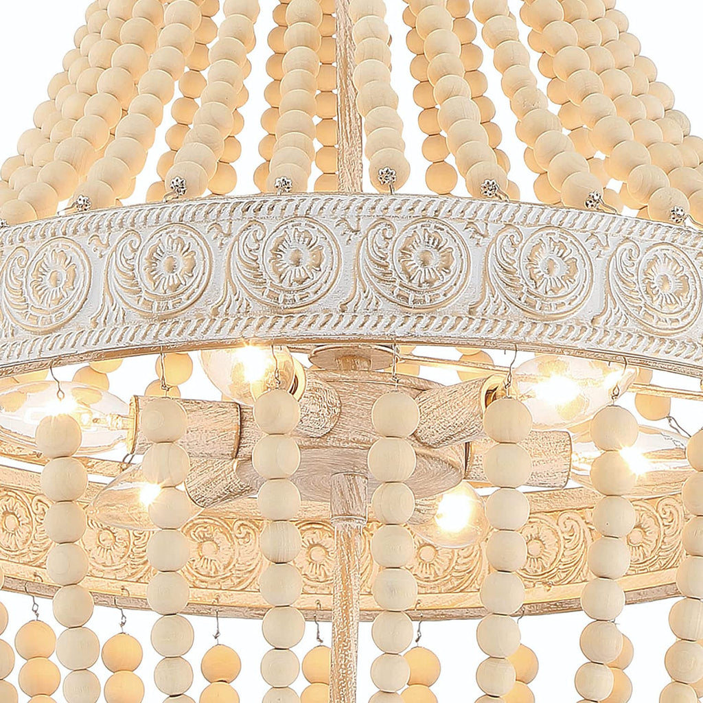 Elise 6-Light Beaded Chandelier, Gold & White