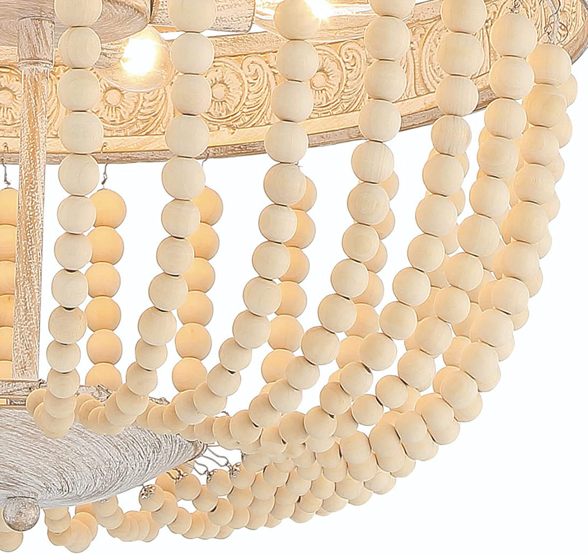 Elise 6-Light Beaded Chandelier, Gold & White
