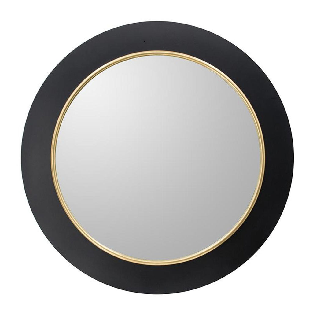 Eclipse 32" Lighted Round Mirror, Black & Gold