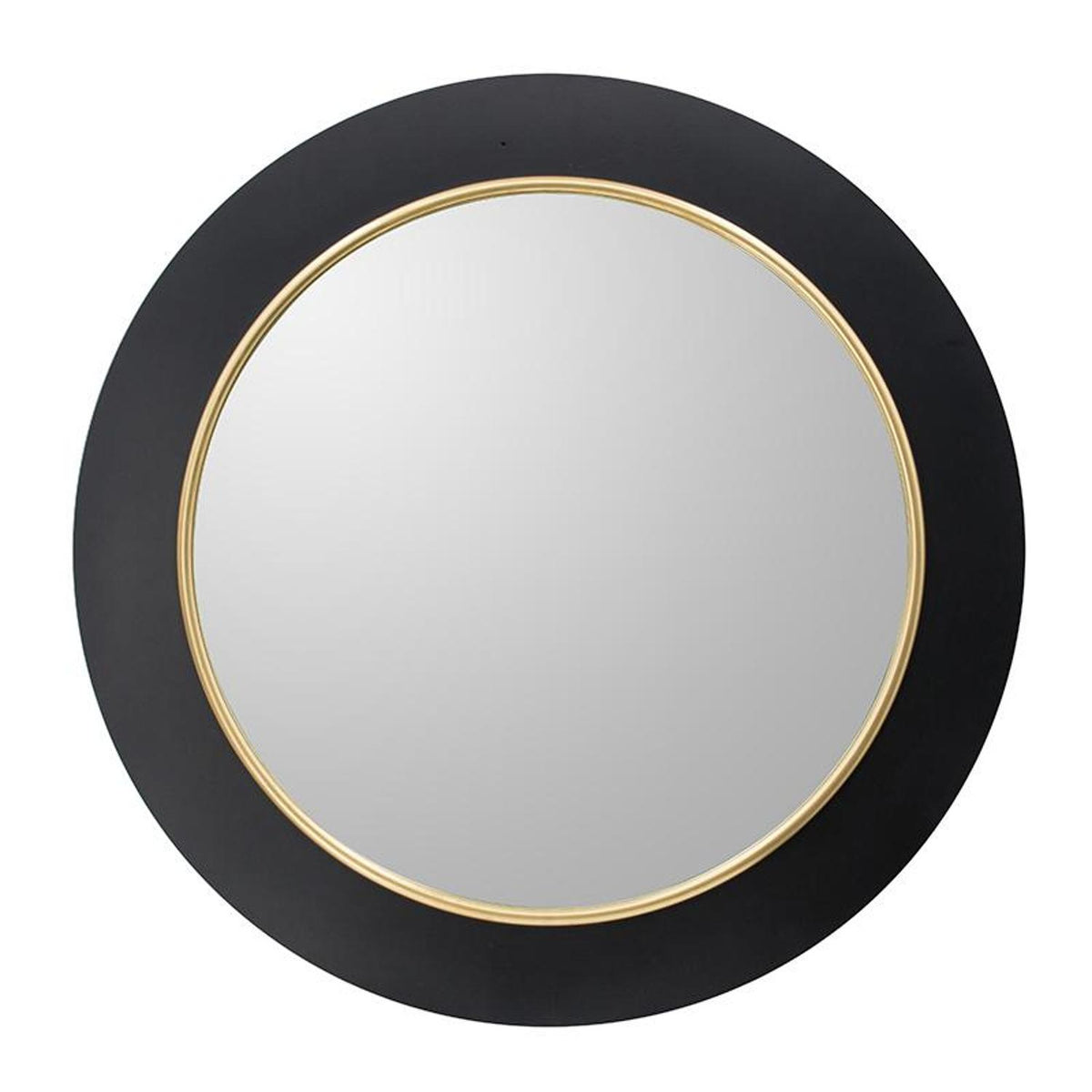Eclipse 32" Lighted Round Mirror, Black & Gold
