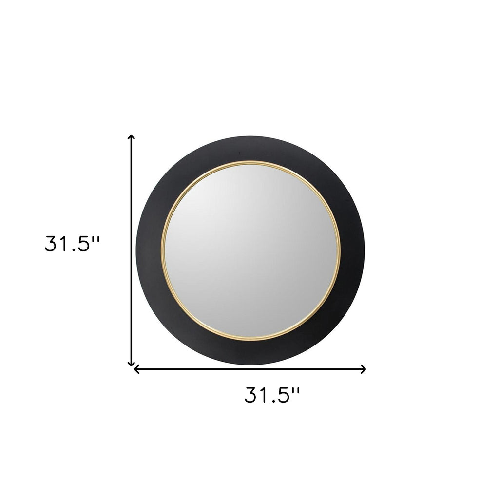 Eclipse 32" Lighted Round Mirror, Black & Gold