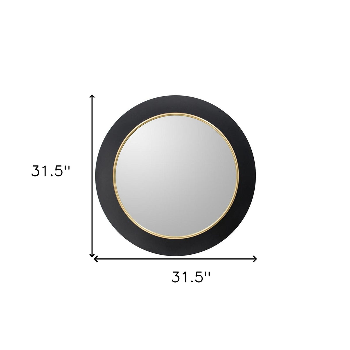 Eclipse 32" Lighted Round Mirror, Black & Gold