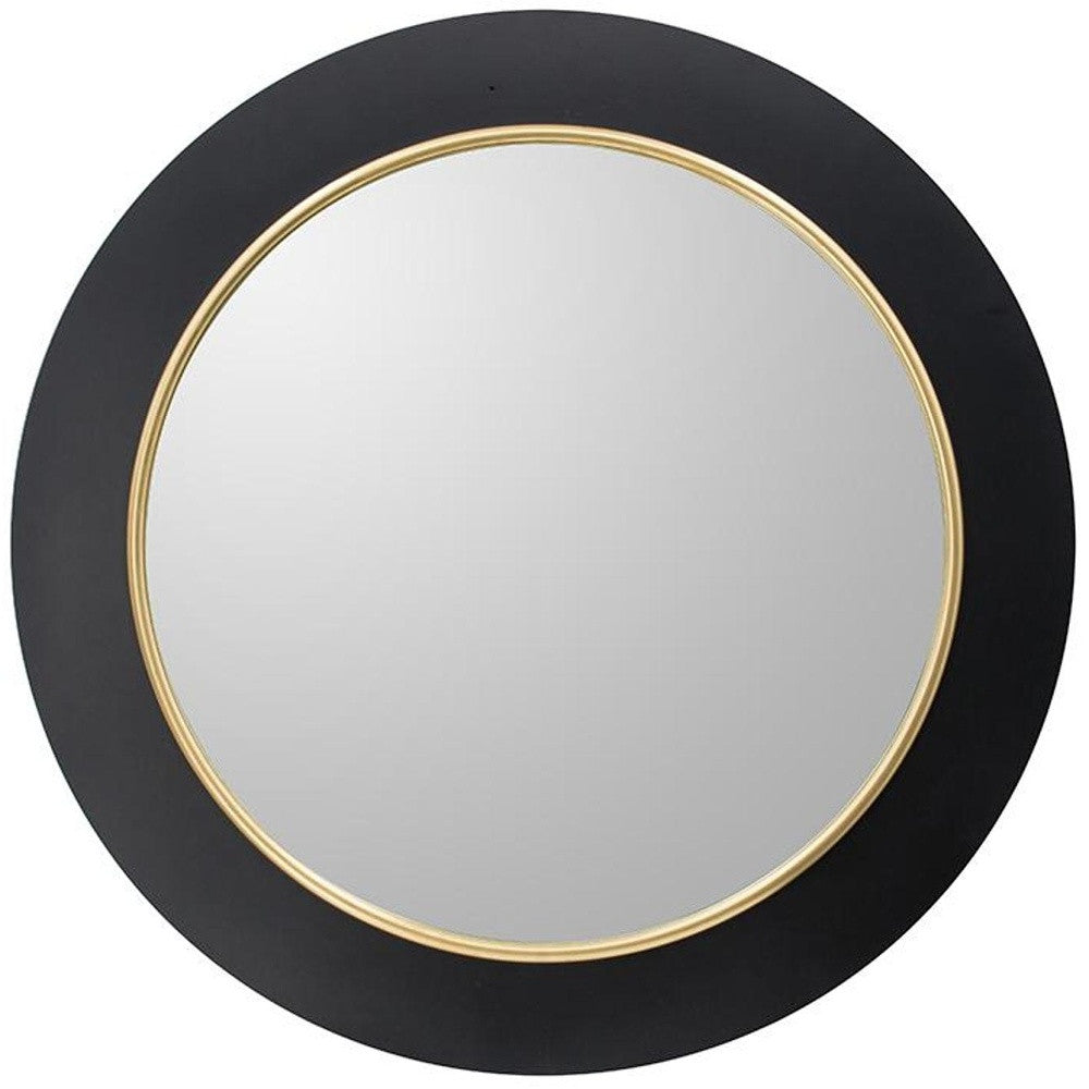 Eclipse 32" Lighted Round Mirror, Black & Gold