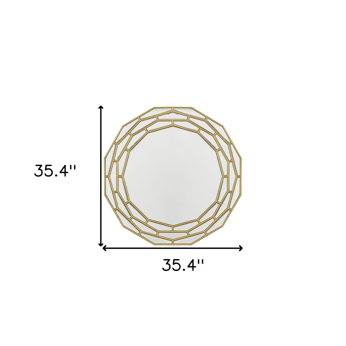 Halo 35" Round Mirror, Gold