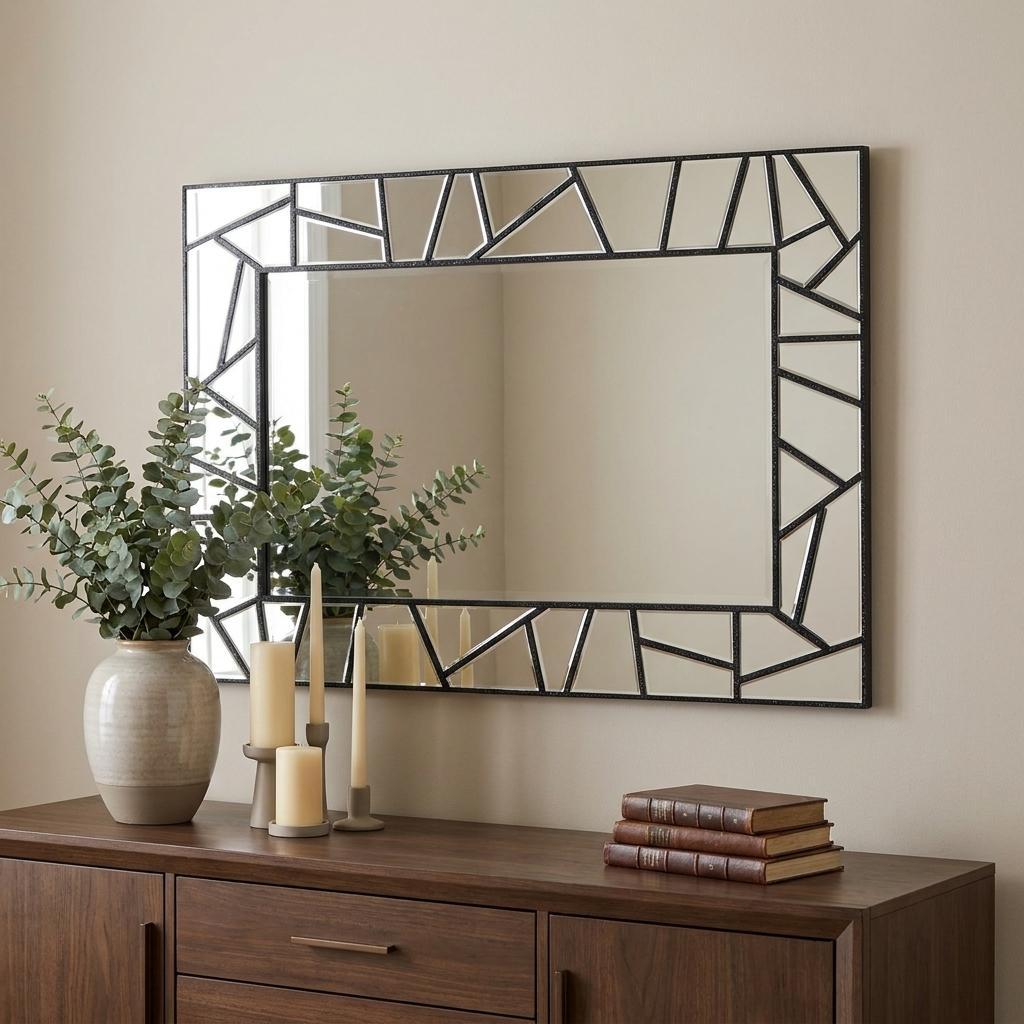Mosaic 28" Accent Mirror, Black & Glass