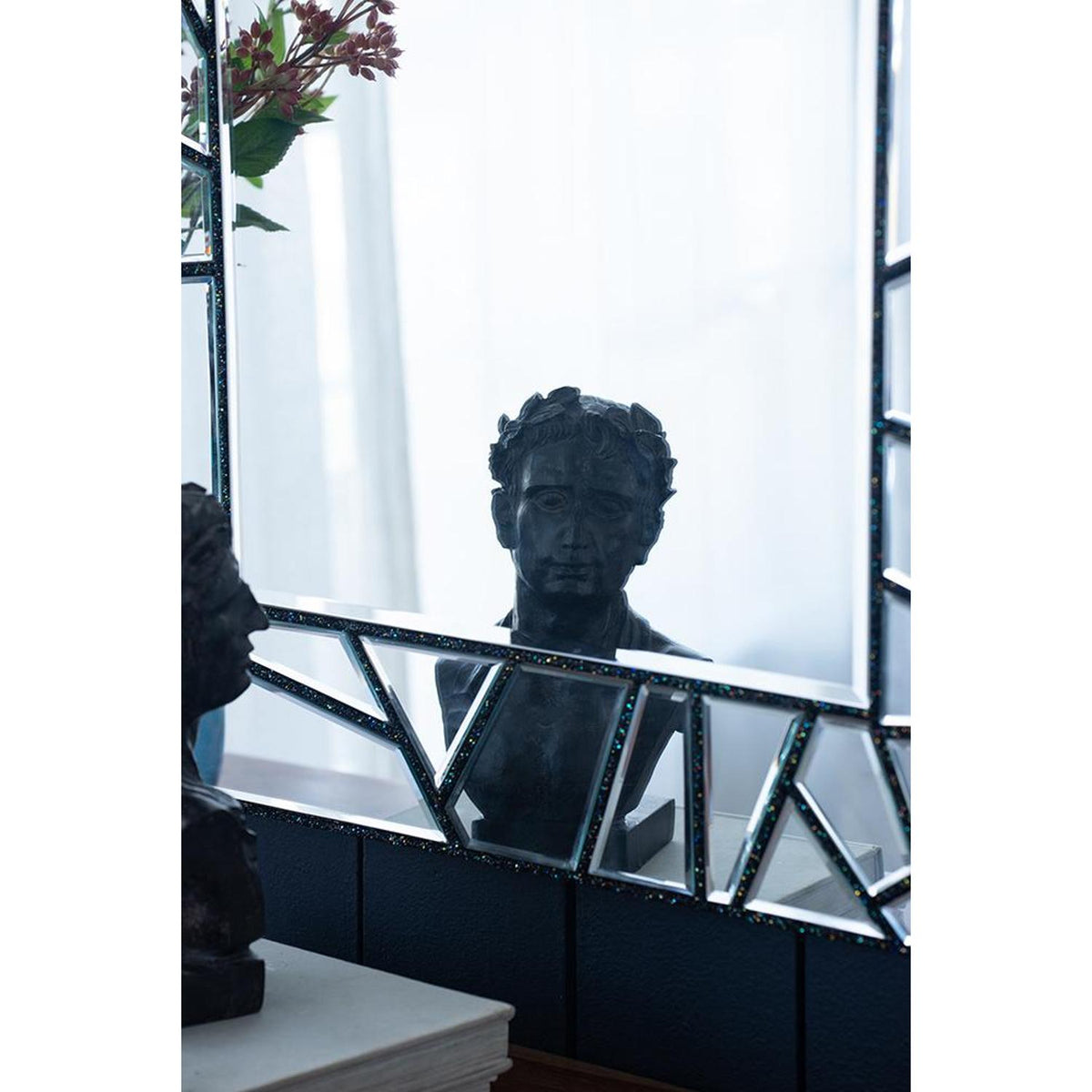 Mosaic 28" Accent Mirror, Black & Glass