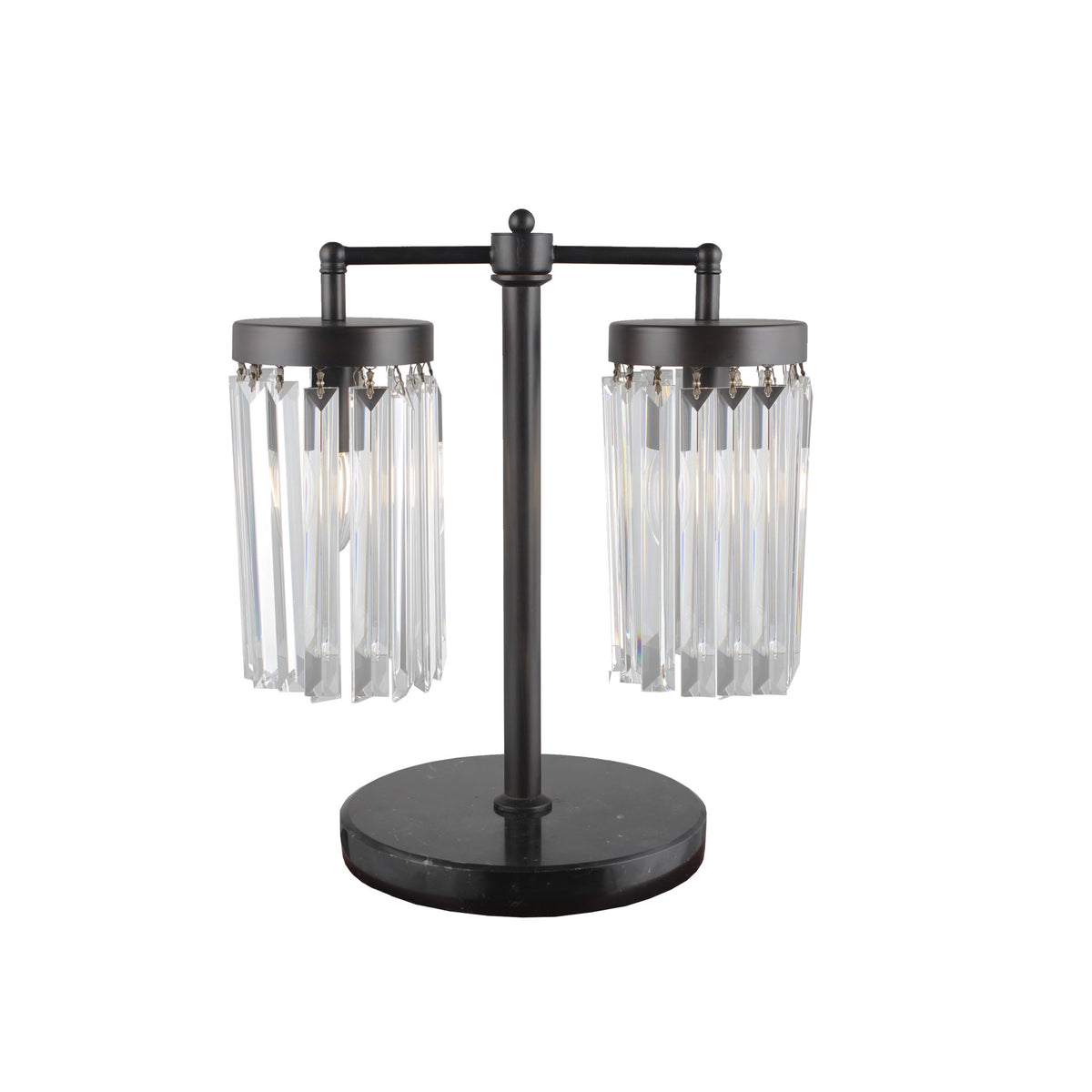 Noir Two-Light Glass Cylinder Lamp, Black