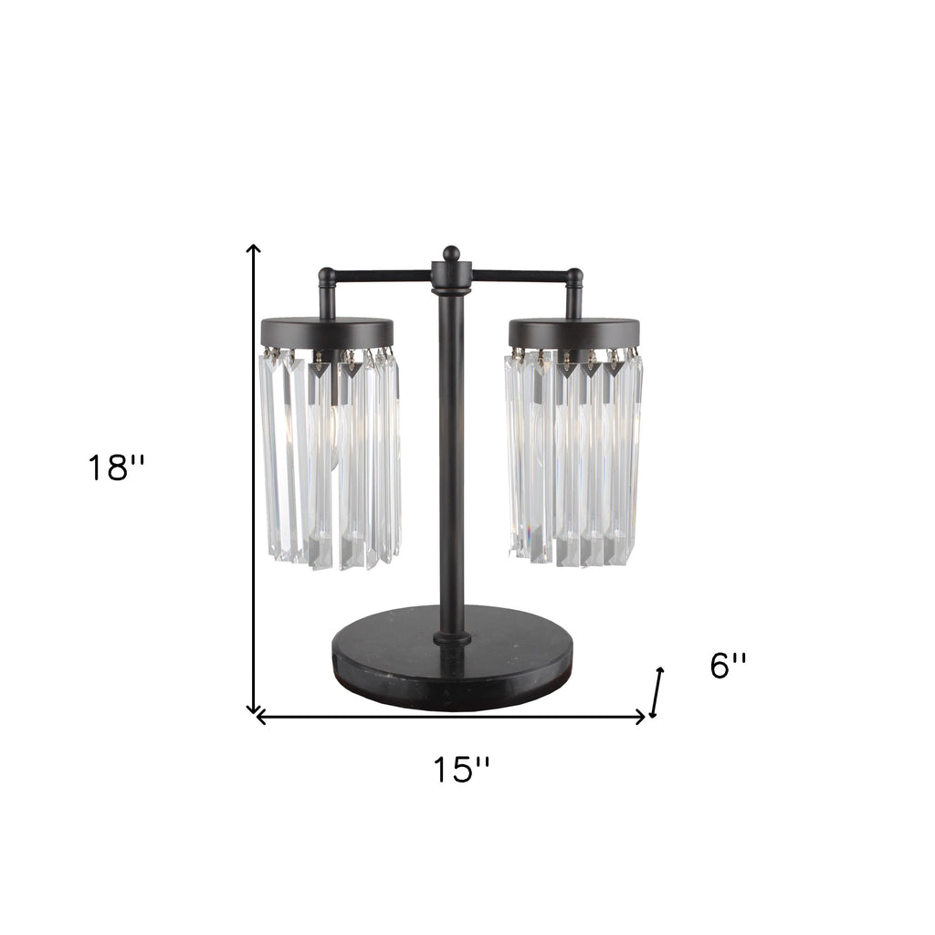 Noir Two-Light Glass Cylinder Lamp, Black