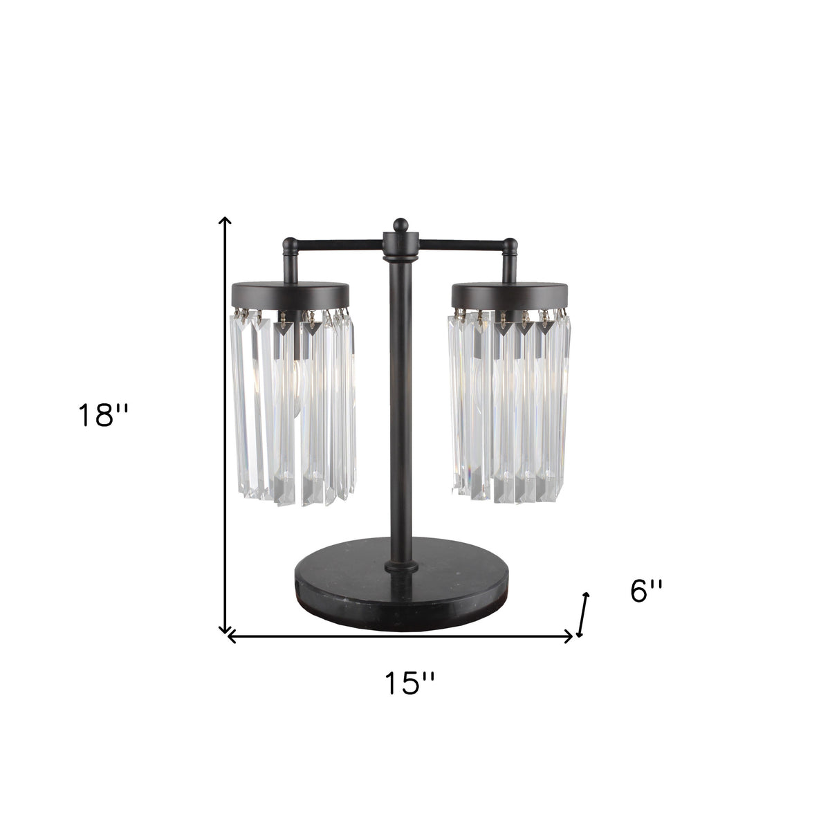 Noir Two-Light Glass Cylinder Lamp, Black