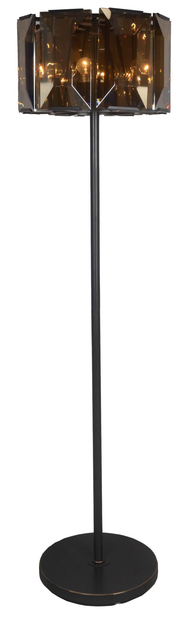 Ambra Glass Drum Floor Lamp, Dark Bronze