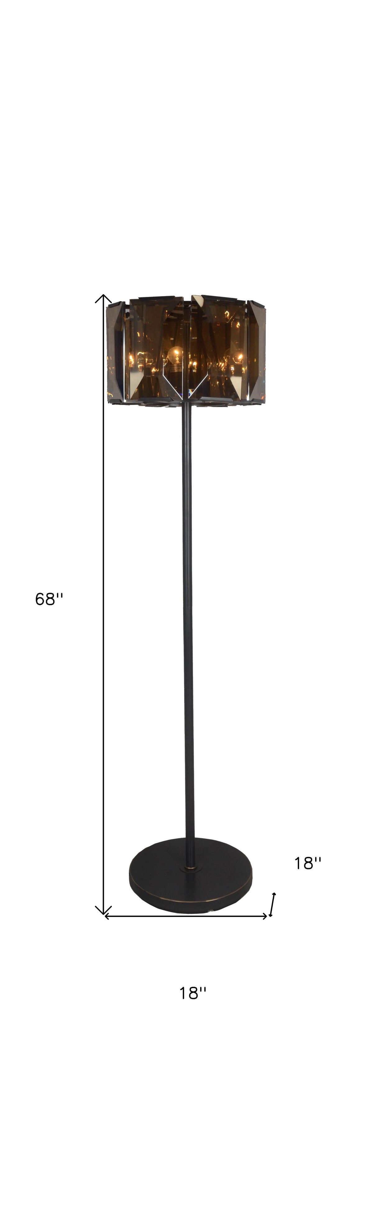 Ambra Glass Drum Floor Lamp, Dark Bronze