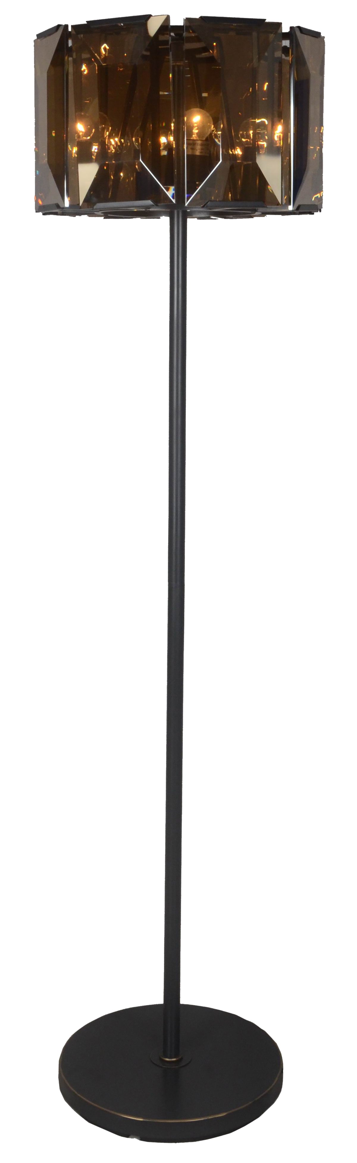 Ambra Glass Drum Floor Lamp, Dark Bronze