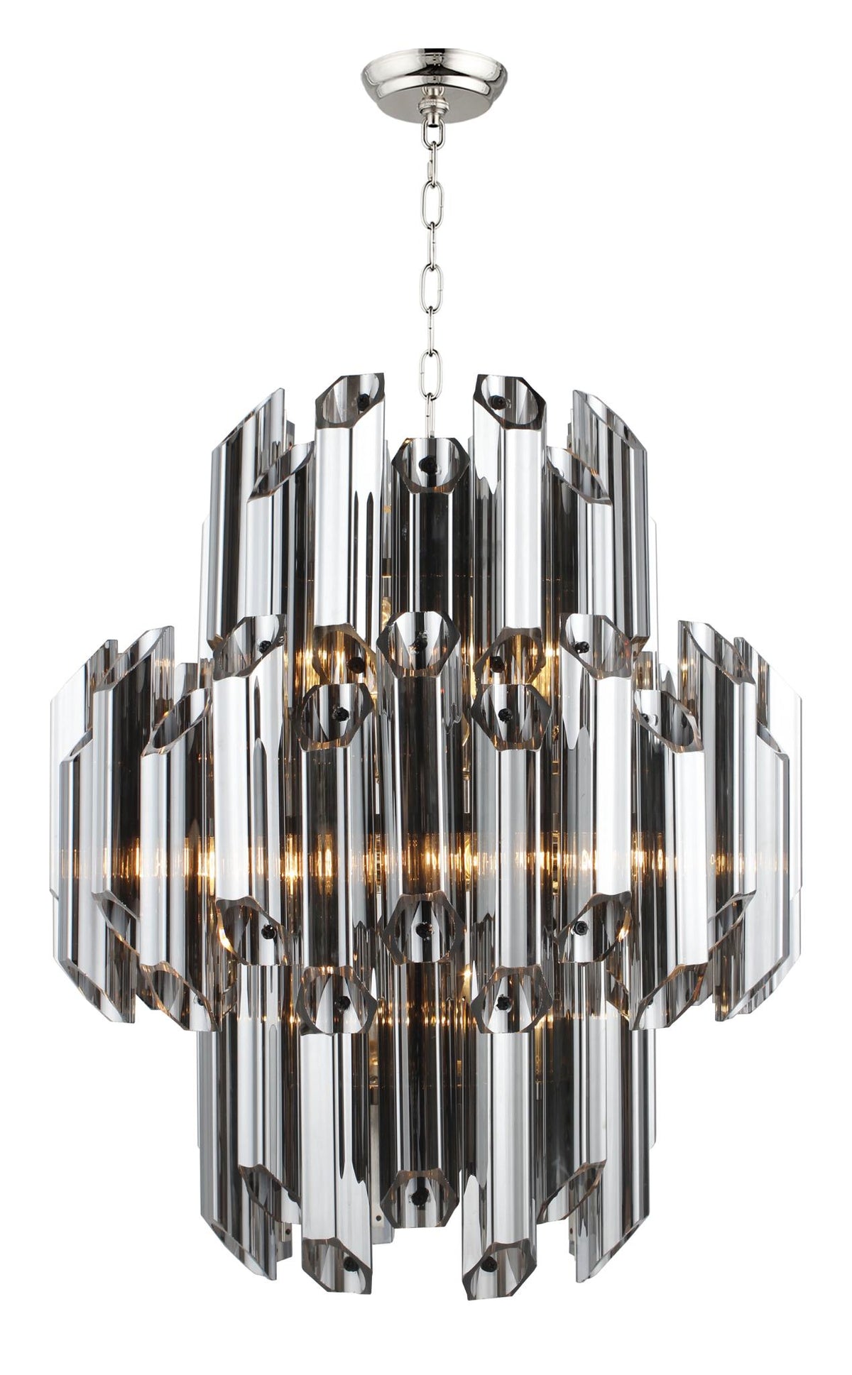Prism 9-Light Beveled Glass Chandelier, Silver