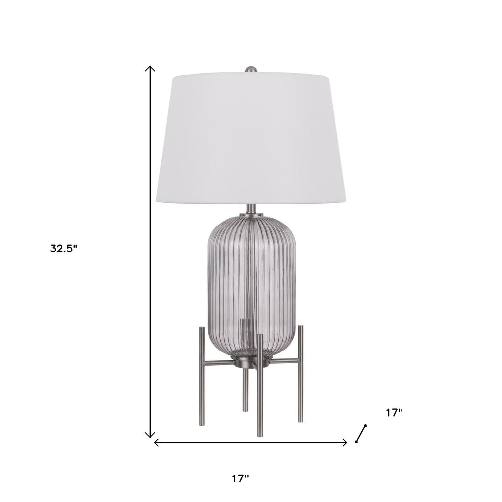Clarity 33" Glass Table Lamp, Nickel