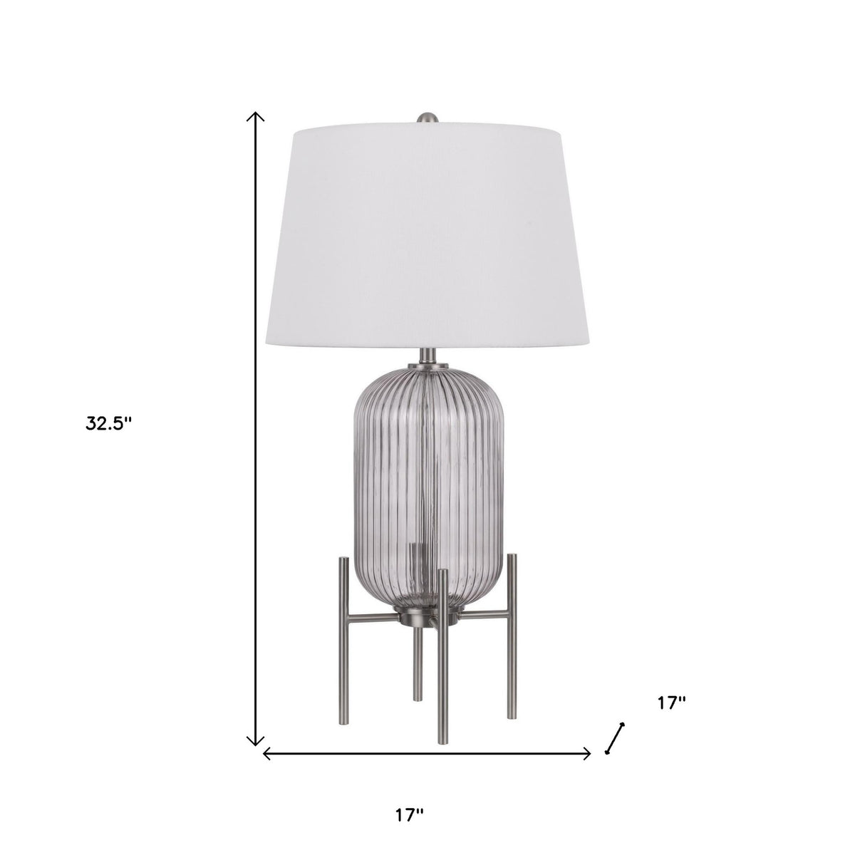 Clarity 33" Glass Table Lamp, Nickel