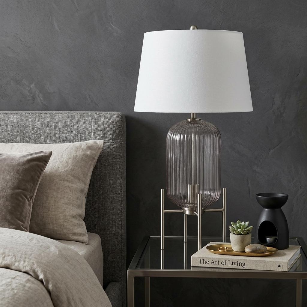 Clarity 33" Glass Table Lamp, Nickel