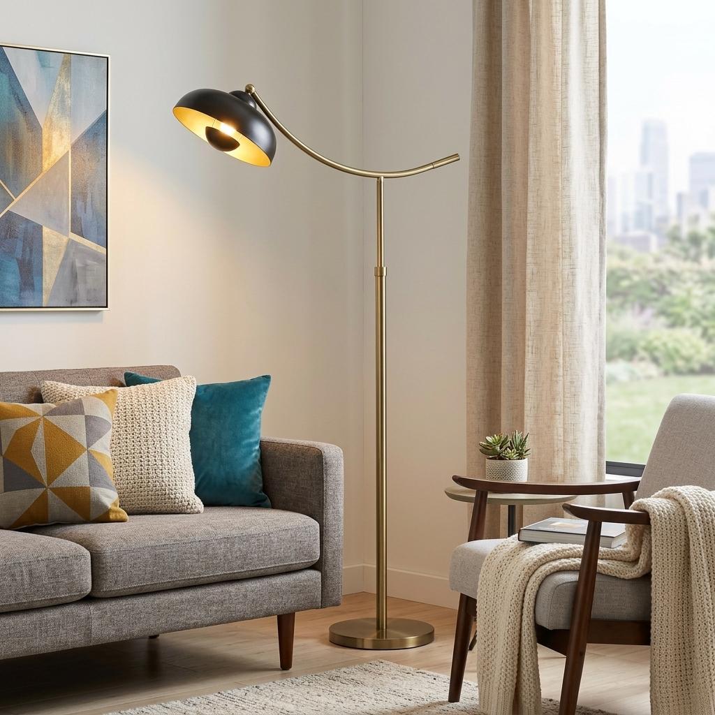 Arc Floor Lamp with Dome Shade, Bronze