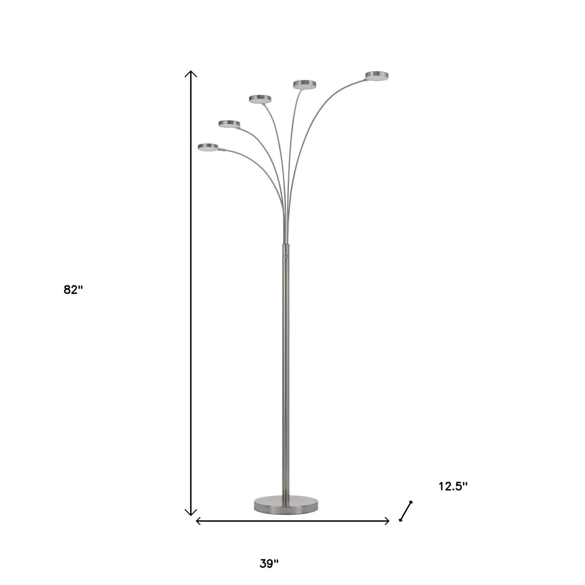 Cascade 5-Light Arc Floor Lamp, Nickel