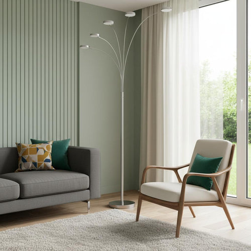 Cascade 5-Light Arc Floor Lamp, Nickel