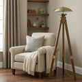 Tripod Floor Lamp, Antiqued Brass