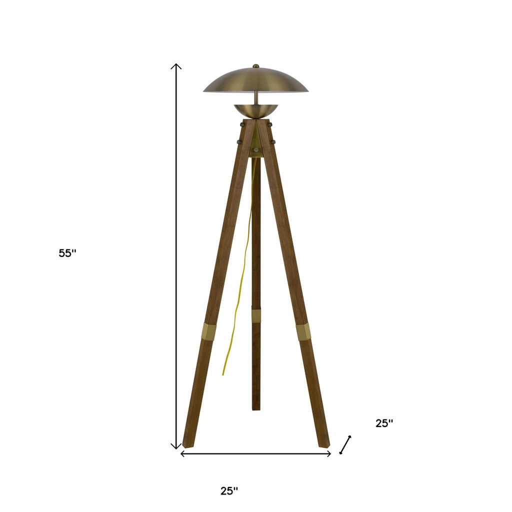 Tripod Floor Lamp, Antiqued Brass