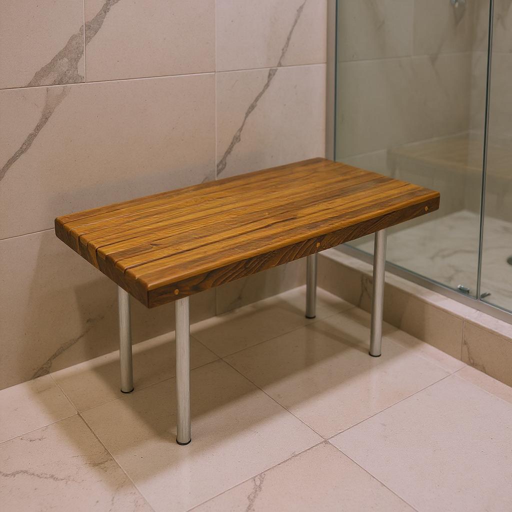 Spa 30" Teak & Stainless Steel Shower Bench