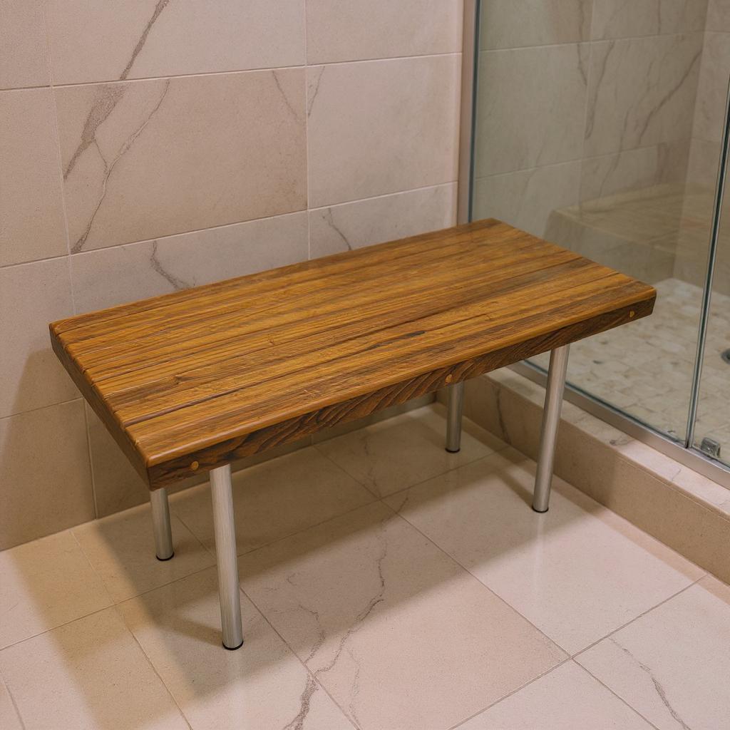 Spa 48" Teak & Stainless Steel Shower Bench