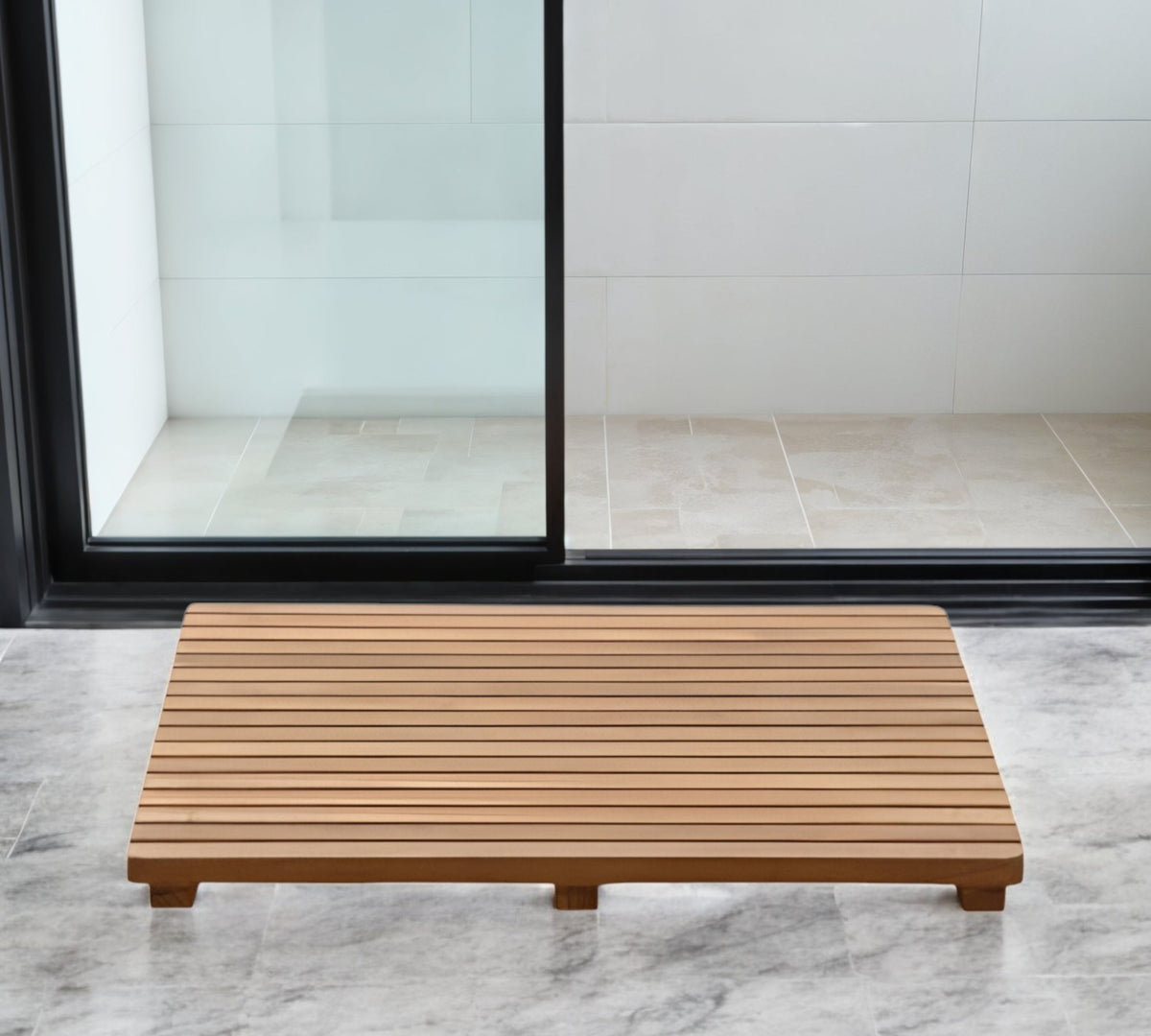 Natural Teak 24" Square Shower Mat