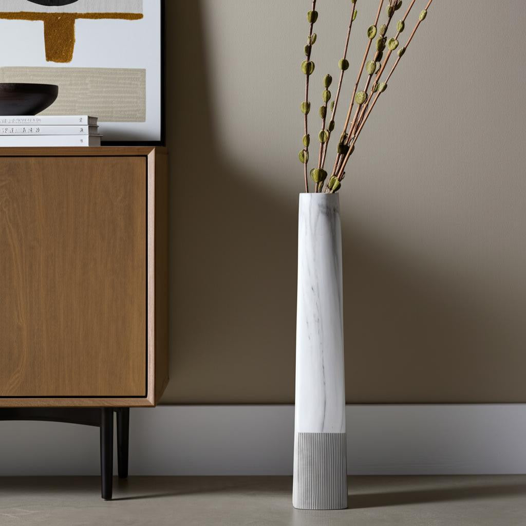 Marble-Look 40" Tapered Floor Vase