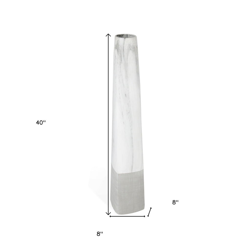 Marble-Look 40" Tapered Floor Vase