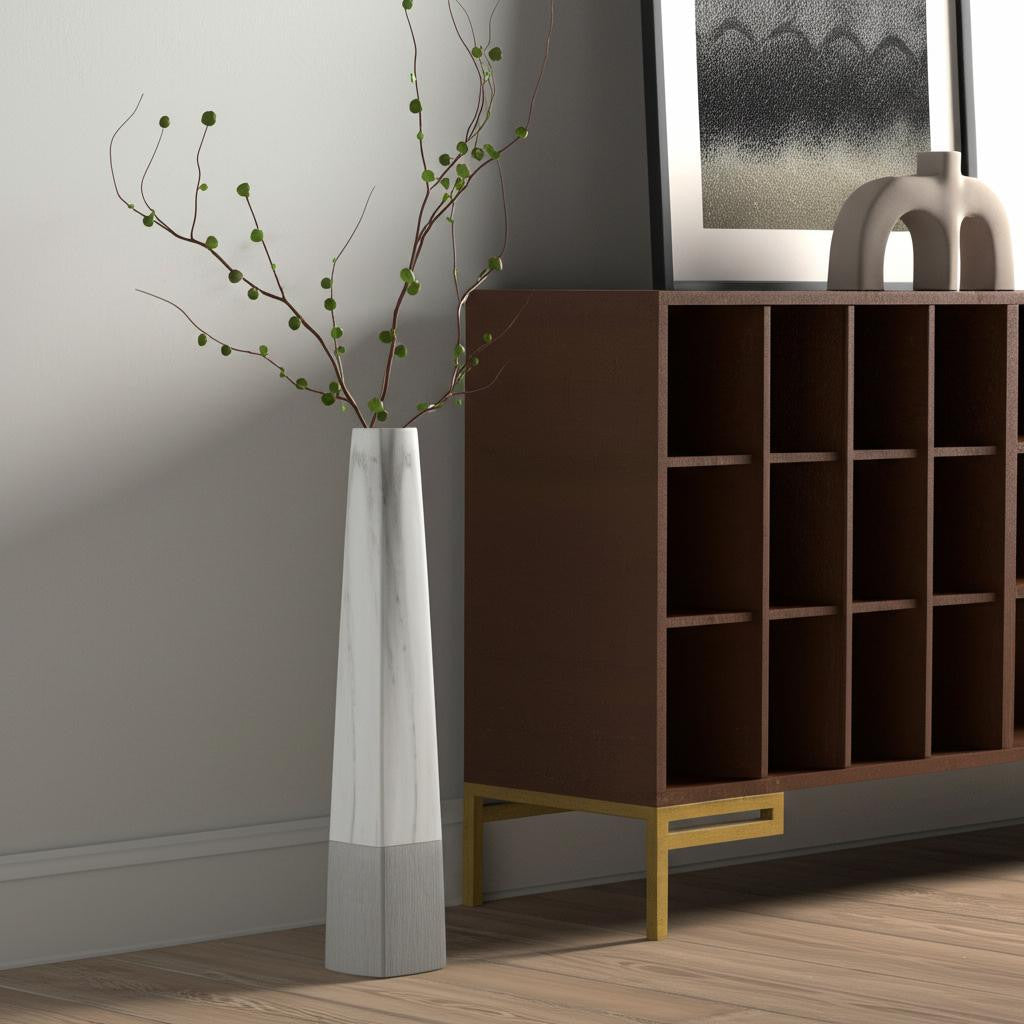 Marble-Look 40" Tapered Floor Vase