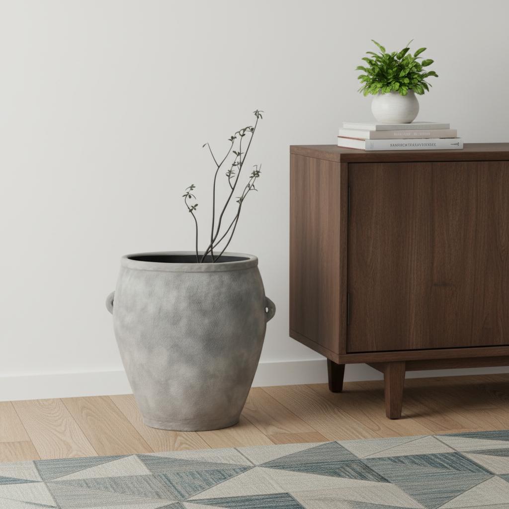 Amphora 24" Ceramic Floor Vase, Gray