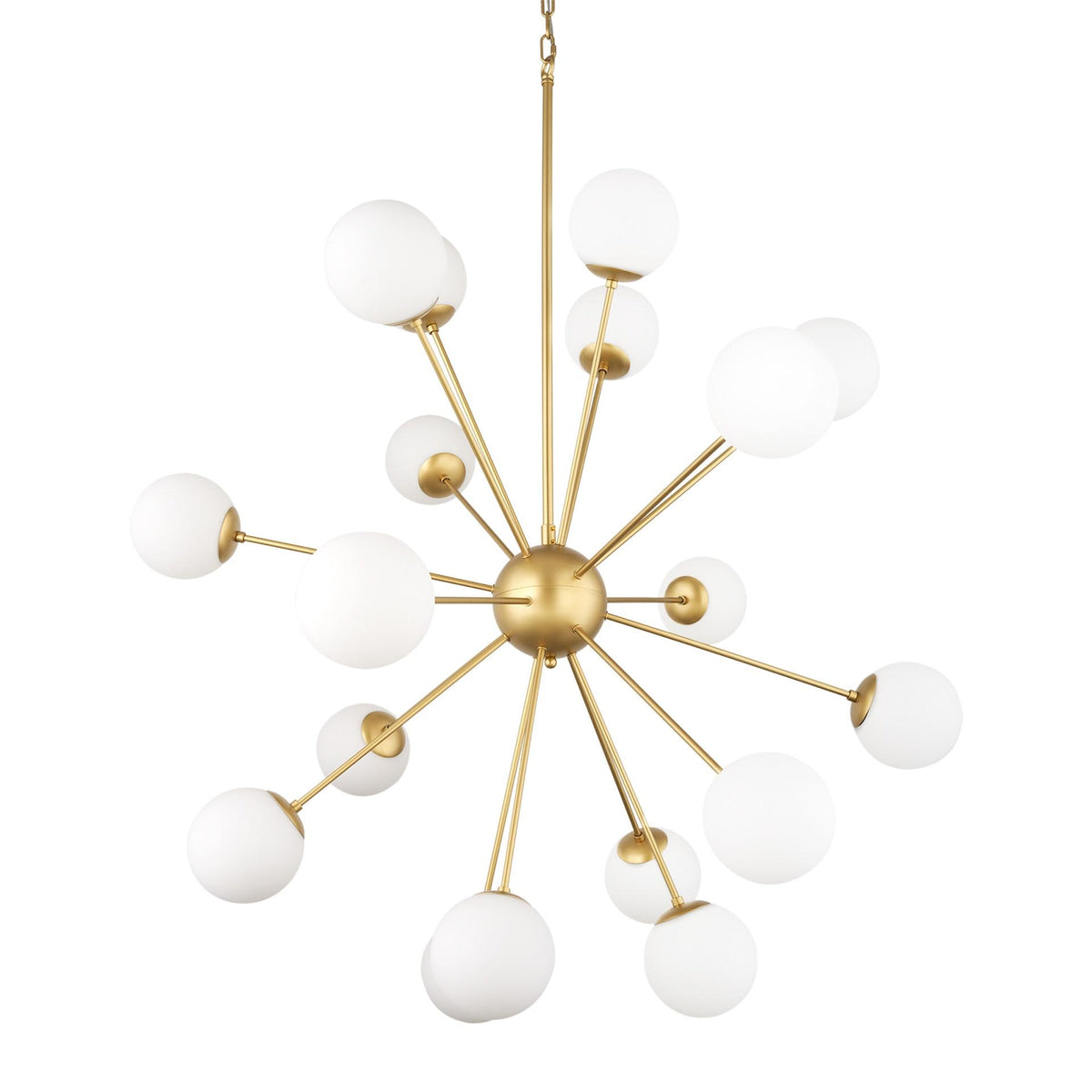 Soleil Sputnik Chandelier, Gold & Frosted Glass