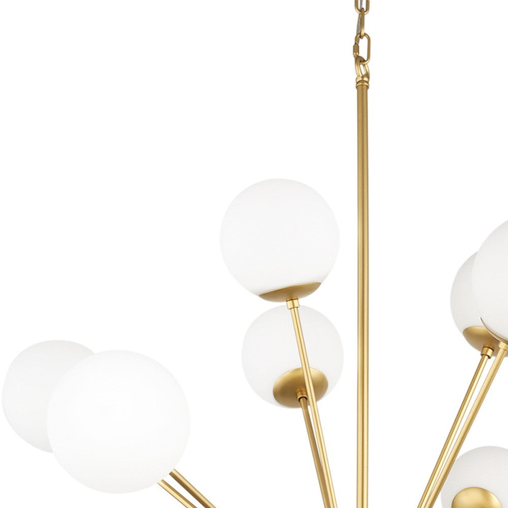 Soleil Sputnik Chandelier, Gold & Frosted Glass