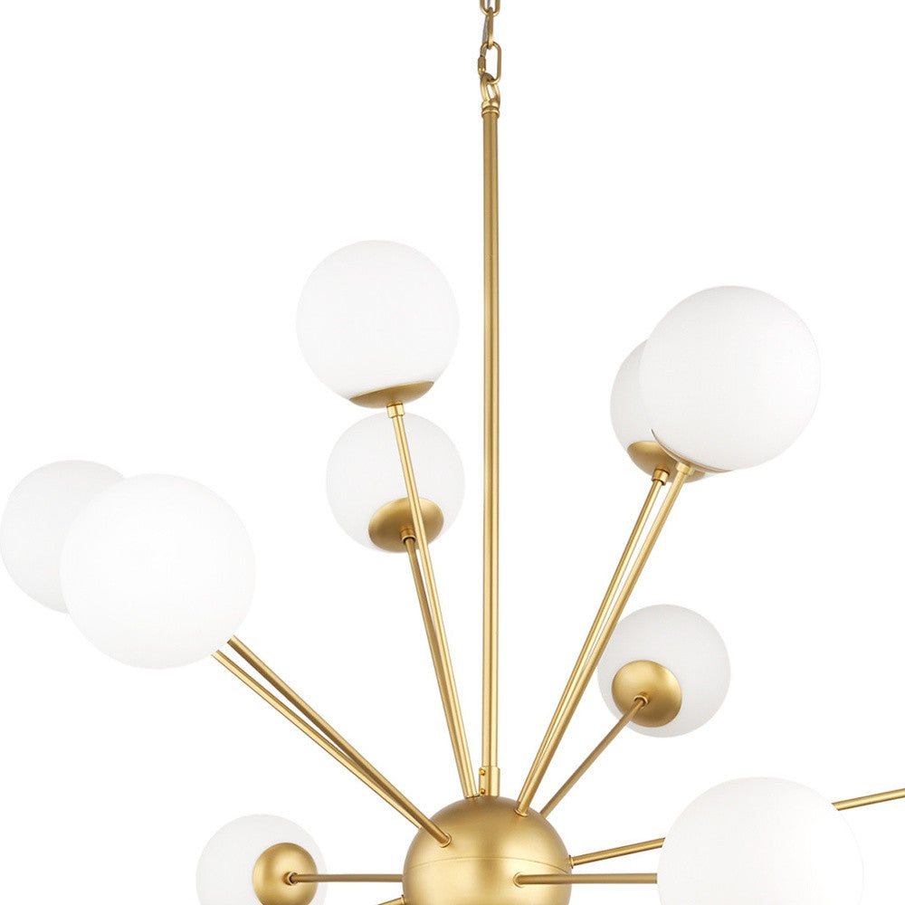 Soleil Sputnik Chandelier, Gold & Frosted Glass