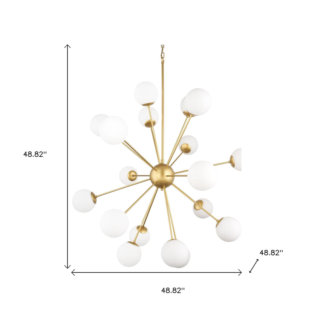 Soleil Sputnik Chandelier, Gold & Frosted Glass