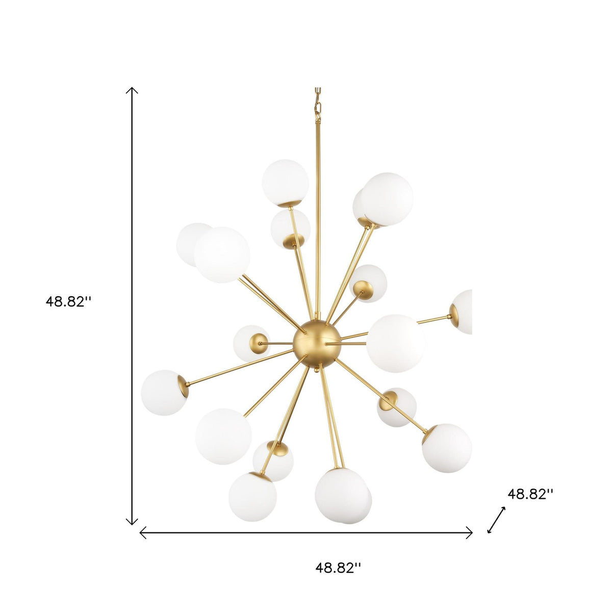 Soleil Sputnik Chandelier, Gold & Frosted Glass