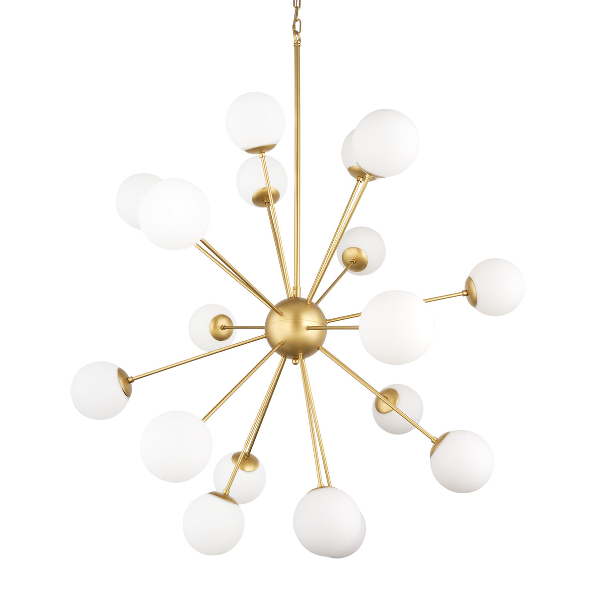 Soleil Sputnik Chandelier, Gold & Frosted Glass