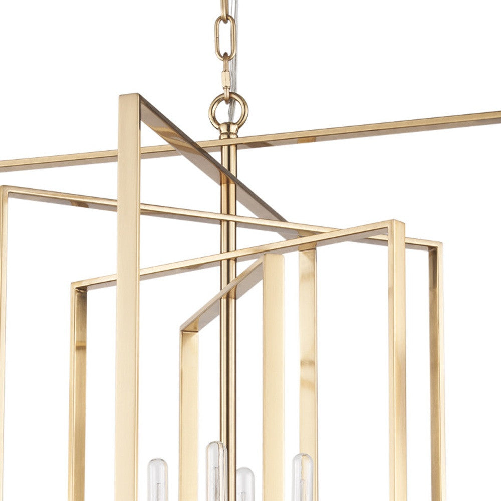 Facet 4-Light Geometric Chandelier, Antiqued Gold
