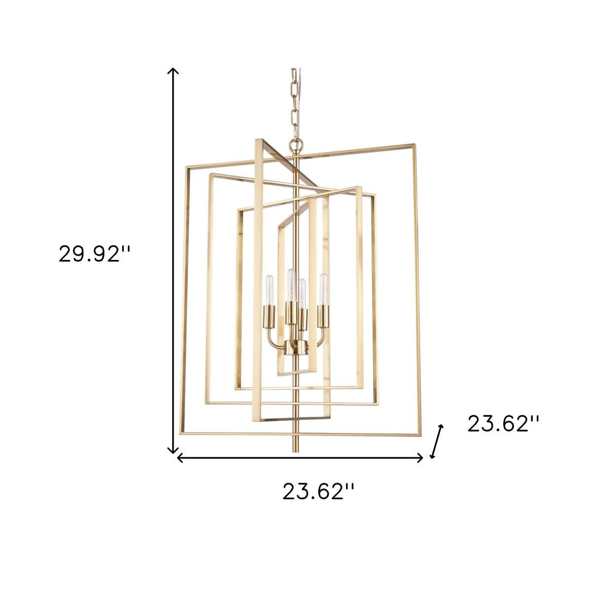 Facet 4-Light Geometric Chandelier, Antiqued Gold