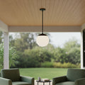 Globe 10" LED Outdoor Pendant, Black & Frosted Glass