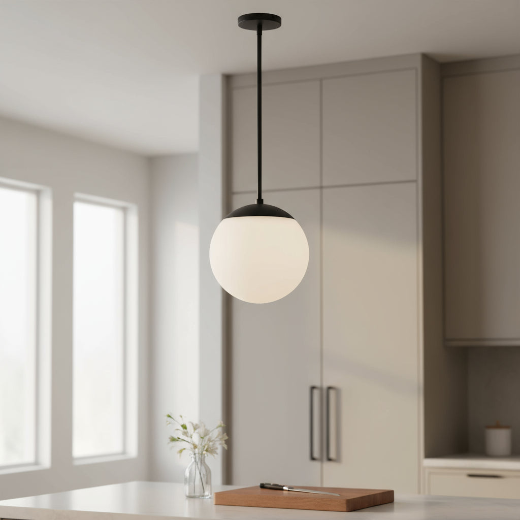 Globe 10" LED Outdoor Pendant, Black & Frosted Glass