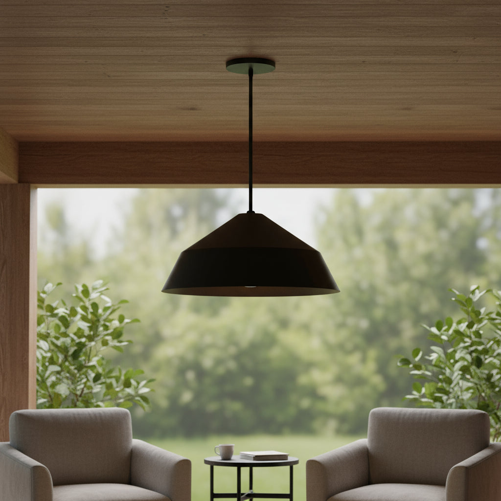 Geo 22" LED Outdoor Pendant, Black