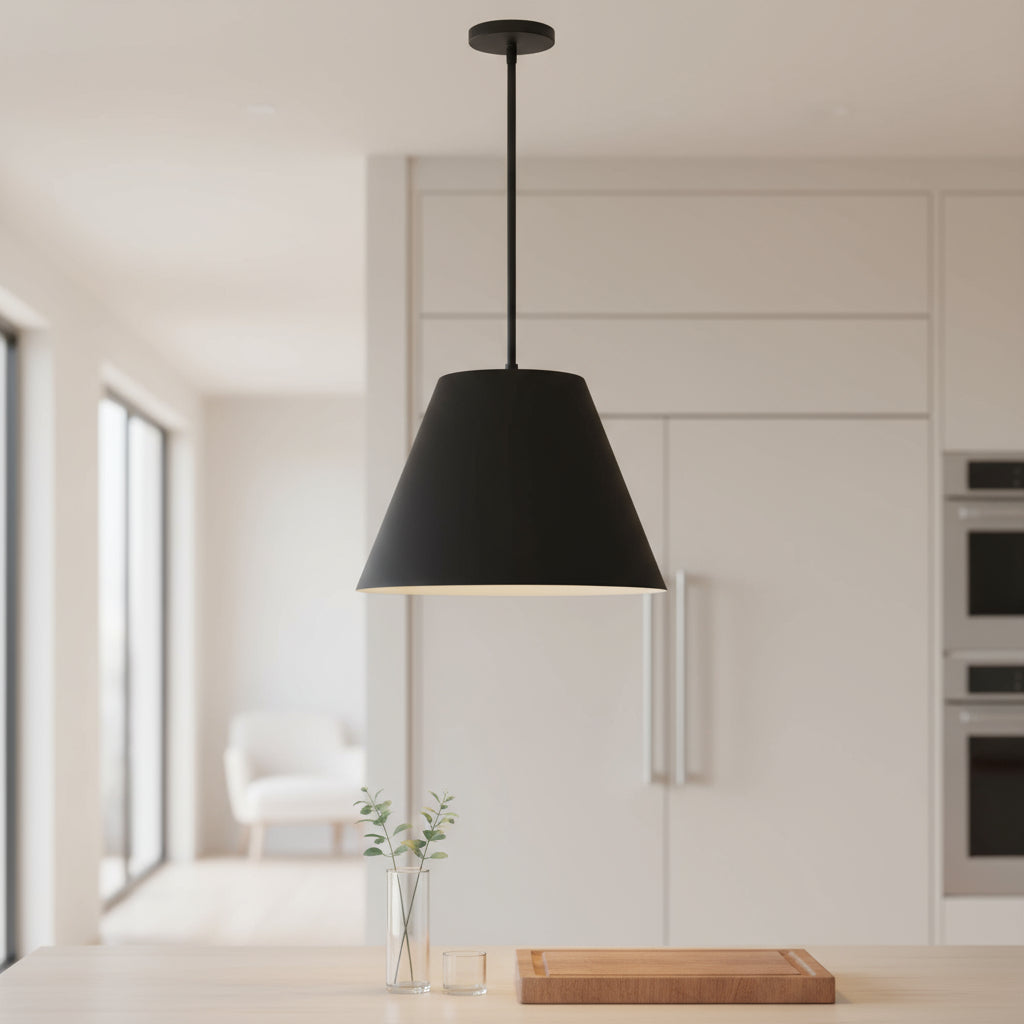 Cone 16" LED Outdoor Pendant, Black