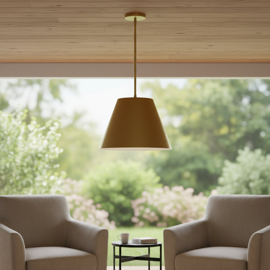 Cone 16" LED Outdoor Pendant, Antique Gold